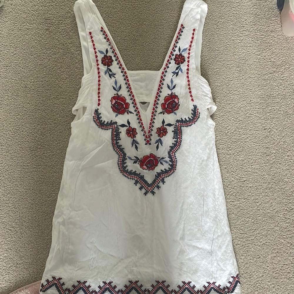 White embroidered mini dress